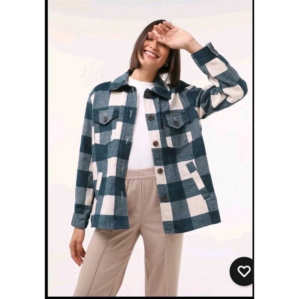 Gap Plaid Shirt Jacket Shacket Size Medium Green Plaid